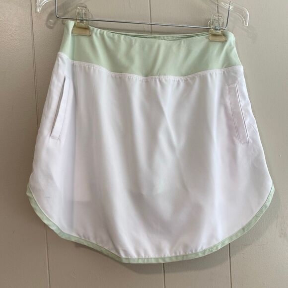 Simply Southern Active Skort | White & Mint Green Tennis Golf Skirt with Shorts - Picture 1 of 7